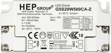 HEP  LED Treiber, Konstantstrom, 250-500mA per DIP, 20W 
