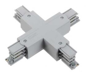 Nordic Aluminium Stromschienensystem XTS 38-1 X-Verbinder, Alu/Grau, X-connector grey 