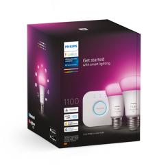 Philips Hue White and Color ambiance Starter-Set: E27 Lampe A60 Doppelpack - 1100lm / EEK: F 