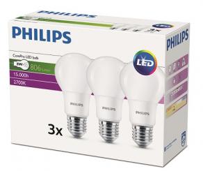 Philips LED-Lampe CorePro LEDbulbND 8-60W A60E27 827 3CT/8 / EEK: F 
