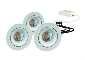 Rutec  GAIL LED-Einbaustrahler3er Set DimToWarm Plug&play schw.,rund,300mA,3x7W,IP40,3-180 