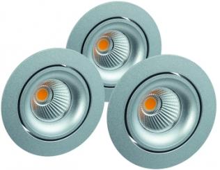 Rutec  GAIL LED-Einbaustrahler3er Set on-off plug&play schw,rund,300mA,3x6W,IP40,3000K,CRI 