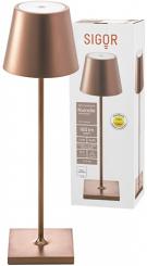 Sigor Akku-Tischleuchte NUINDIE 380mm bronze rund, 2,2W 2700K IP54 180lm Ra85 dim 