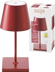 Sigor Akku-Tischleuchte Nuindie mini 250mm kirschrot 2,2W Flex-Mood 2200K/2700K IP54 168/197lm Ra85 