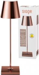 Sigor  Akku-Tischleuchte Nuindie USB-C 380mm kupferfarben 2,2W FlexMood 2200K/2700K IP54 168/197lm R 