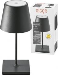 Sigor  Akku-Tischleuchte Nuindie mini USB-C nachtschwarz 2,2W FlexMood 2200K/2700K IP54 168/197lm Ra 