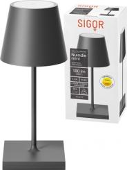 Sigor  Akku-Tischleuchte Nuindie mini USB-C graphitgrau 2,2W FlexMood 2200K/2700K IP54 168/197lm Ra8 
