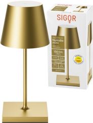 Sigor  Akku-Tischleuchte Nuindie mini USB-C goldfarben 2,2W FlexMood 2200K/2700K IP54 168/197lm Ra85 