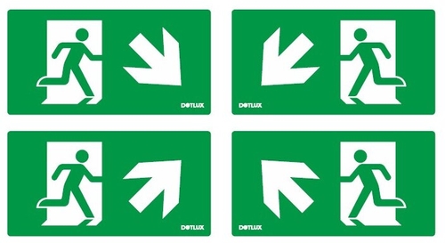 Dotlux Erweitertes Piktogrammset Pfeil Diagonal (4 Stück) für LED-Notleuchte EXIT (Artikel 5 