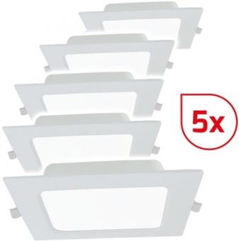 Dotlux LED-Einbaupanel SQUAREeco IP20 16W 3000K 175x175mm Bundle 5 Stück 