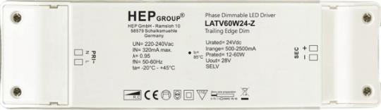 HEP  LED Netzteil, Konstantspannung, dimmbar, 24Vdc, 60W (Phasenabschnitt) 