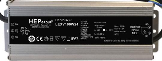HEP  LED Netzteil, Konstantspannung, 24Vdc, 100W, IP67 