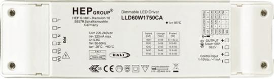 HEP  LED Treiber, Konstantstrom, dimmbar, 900-1750mA per DIP, 60W (DALI-2 (DT6)/TouchDim/1-10V) 