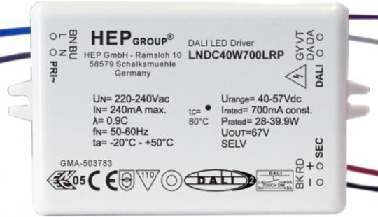 HEP  LED Treiber, Konstantstrom, dimmbar, 1000mA, 40W (DALI-2 (DT6)/TouchDim) 