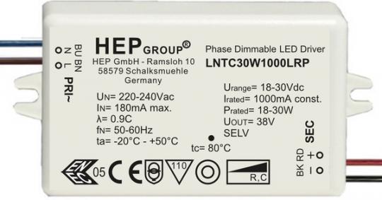HEP  LED Treiber, Konstantstrom, dimmbar, 600mA, 30W (Phasenabschnitt) 