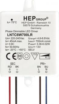 HEP LED Netzteil/Treiber LED Treiber, Konstantstrom, dimmbar, 350mA, 6W (Phasenabschnitt) 