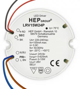 HEP  LED Netzteil, Konstantspannung, 24Vdc, 15W 