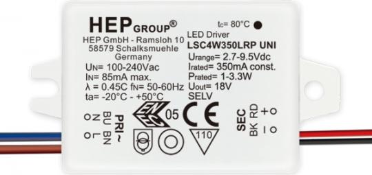 HEP  LED Treiber, Konstantstrom, 350mA, 4W 