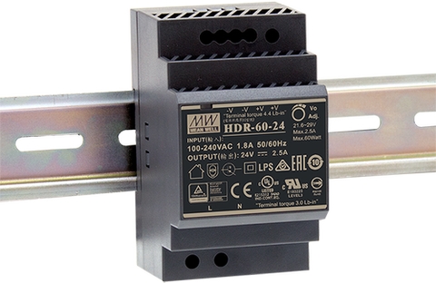 Mean Well HDR-60-24 Step Shape Hutschienennetzteil DIN-Rail 85-264VAC 24V 2.5A 