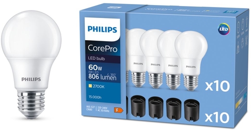 Philips  CorePro LEDbulb ND 8-60W A60 E27 827 / EEK: F 