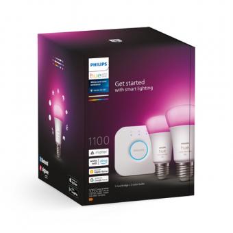 Philips Hue White and Color ambiance Starter-Set: E27 Lampe A60 Doppelpack - 1100lm / EEK: F 