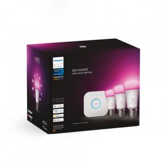 Philips Hue White and Color ambiance Starter-Set: E27 Lampe A60 Dreierpack - 1100lm / EEK: F 